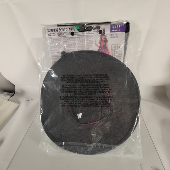 Girls Light-Up Sparkle Witch Costume Medium (8-10) Dress Hat & Wand Purple Pink - Picture 9 of 12